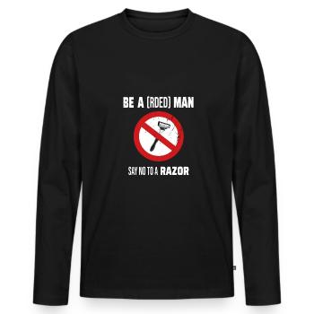 Bart Statement Say No To A Razor Bartträger - Men's Premium Organic Long Sleeve Shirt - black - Front - Nico (187cm)