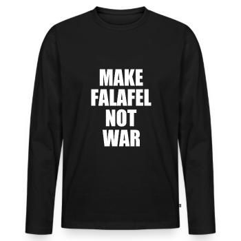 Make falafel not war - Men's Premium Organic Long Sleeve Shirt - black - Front - Nico (187cm)