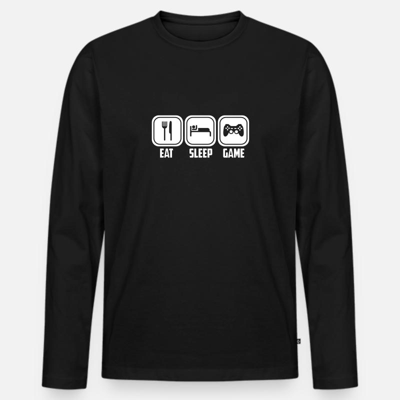 eat sleep game - Männer Premium Bio Langarmshirt - Schwarz