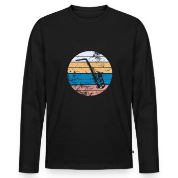 Saxofon - Männer Premium Bio Langarmshirt - Schwarz - Vorne - Nico (187cm)