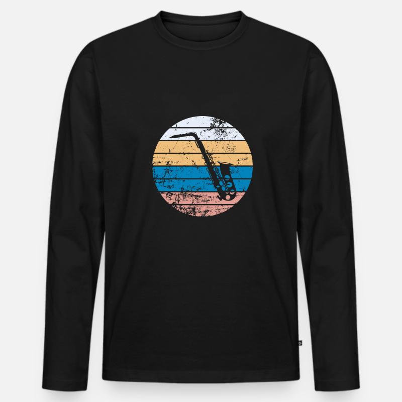Saxofon - Männer Premium Bio Langarmshirt - Schwarz