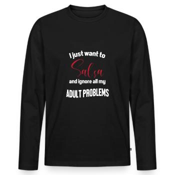 Danseuse de salsa Danseuse - T-shirt manches longues Premium bio Homme - noir - Devant - Nico (187cm)