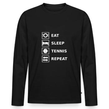 Eat Sleep Tennis Repeat - Men's Premium Organic Long Sleeve Shirt - black - Front - Nico (187cm)