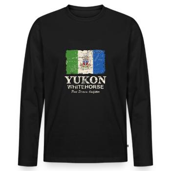 Yukon Flag - Canada - Vintage Look - Männer Premium Bio Langarmshirt - Schwarz - Vorne - Nico (187cm)