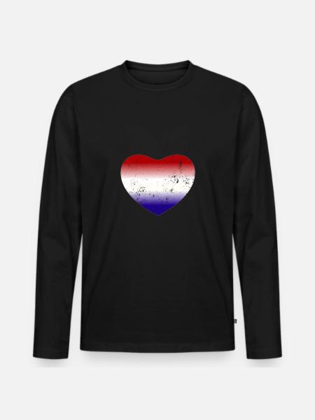 Holland Netherlands Flag Heart - Men's Premium Organic Long Sleeve Shirt - black