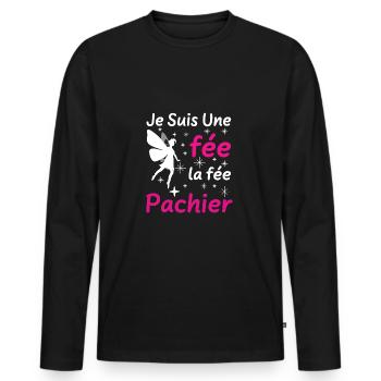 Ich bin eine Fee Die Pachier-Fee - Männer Premium Bio Langarmshirt - Schwarz - Vorne - Nico (187cm)