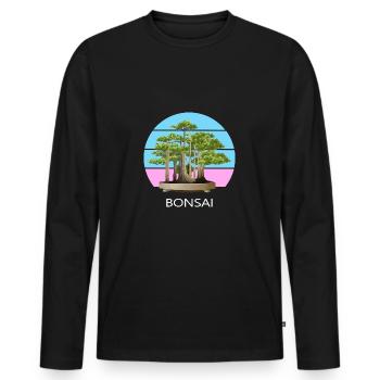 Bonsaï Bonsaï Arbre Bonsaï Forêt - T-shirt manches longues Premium bio Homme - noir - Devant - Nico (187cm)