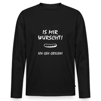 Grilling "Wurscht" Grill Sayings BBQ Grill Meat - Men's Premium Organic Long Sleeve Shirt - black - Front - Nico (187cm)