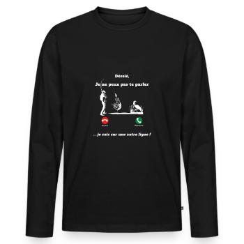 Désolé, je suis sur une autre ligne. Je pêche - T-shirt manches longues Premium bio Homme - noir - Devant - Nico (187cm)