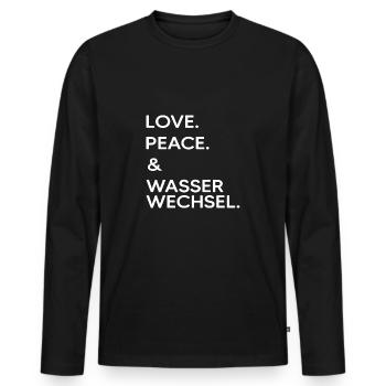 Koi Wasserwechsel im Koiteich Koikarpfen - Männer Premium Bio Langarmshirt - Schwarz - Vorne - Nico (187cm)