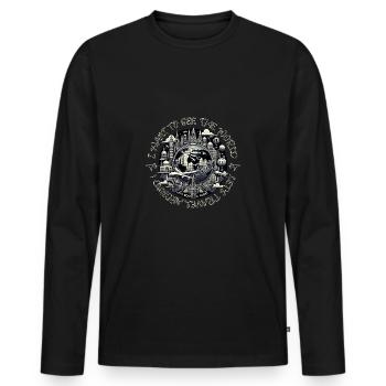 Reise Abenteuer Tourismus Backpacking Weltreise - Männer Premium Bio Langarmshirt - Schwarz - Vorne - Nico (187cm)