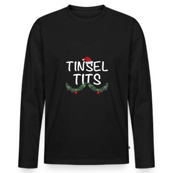Jingle Balls et Tinsel Tits Funny Matching Christ - T-shirt manches longues Premium bio Homme - noir - Devant - Nico (187cm)