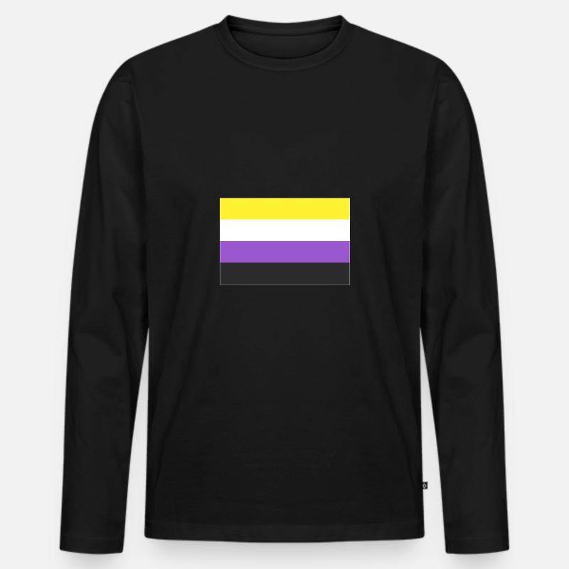 Non-binary Flagge - Männer Premium Bio Langarmshirt - Schwarz
