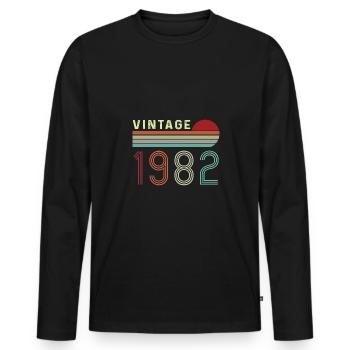 1982 Jahrgang geboren Vintage Geburtstag Retro - Männer Premium Bio Langarmshirt - Schwarz - Vorne - Nico (187cm)