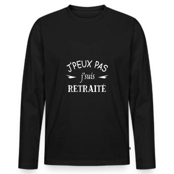 J'peux pas j'suis retraité - T-shirt manches longues Premium bio Homme - noir - Devant - Nico (187cm)