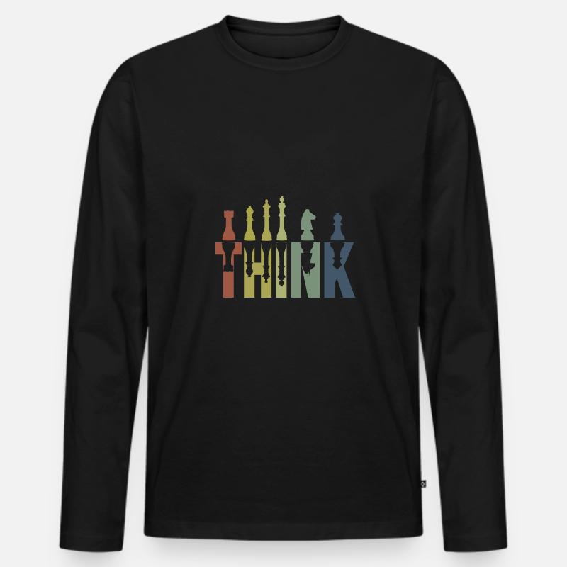 Think Schach König - Männer Premium Bio Langarmshirt - Schwarz