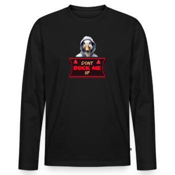 Ne m’esquive pas drôle de canard en sweat à capuche - T-shirt manches longues Premium bio Homme - noir - Devant - Nico (187cm)