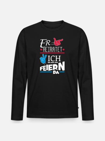 ER HEIRATET JGA - Männer Premium Bio Langarmshirt - Schwarz