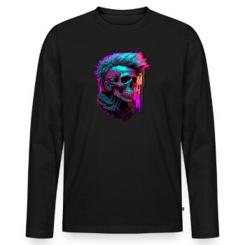 Zombie Rétro Punk Apocalyptique - T-shirt manches longues Premium bio Homme - noir - Devant - Nico (187cm)