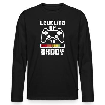 Leveling up to Dad 2019 Vater schwangerschaft Papa - Men's Premium Organic Long Sleeve Shirt - black - Front - Nico (187cm)