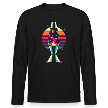 Retro Lava Lamp - Men's Premium Organic Long Sleeve Shirt - black - Front - Nico (187cm)
