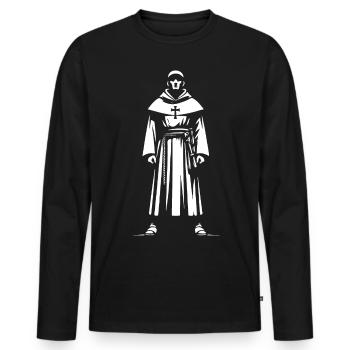 Cool monk design – Christian monks in the monastery - Men's Premium Organic Long Sleeve Shirt - black - Front - Nico (187cm)