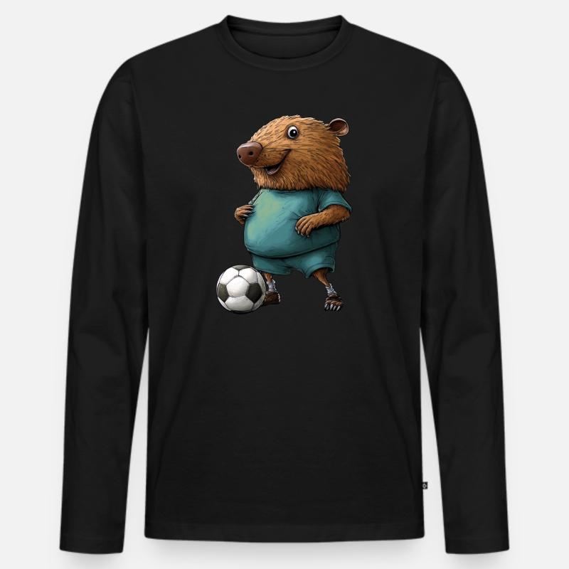 Fussball Maulwürfe - Männer Premium Bio Langarmshirt - Schwarz