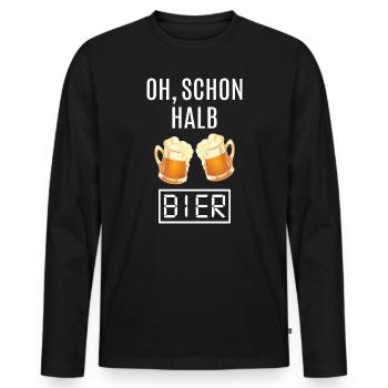 Bier Uhr Bierkrug lustige Sprüche Spruch witzig - Männer Premium Bio Langarmshirt - Schwarz - Vorne - Nico (187cm)