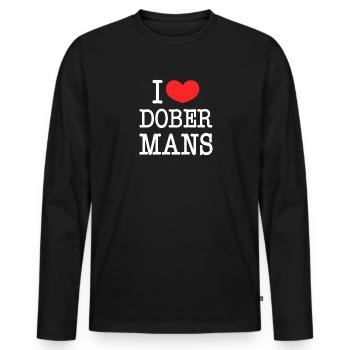 I love Dobermans - Männer Premium Bio Langarmshirt - Schwarz - Vorne - Nico (187cm)