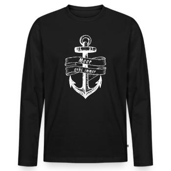 Meer Geht Immer Anker - Männer Premium Bio Langarmshirt - Schwarz - Vorne - Nico (187cm)