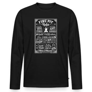 Fire Pit Rule - Männer Premium Bio Langarmshirt - Schwarz - Vorne - Nico (187cm)