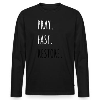 Restoration - Men's Premium Organic Long Sleeve Shirt - black - Front - Nico (187cm)