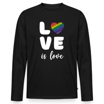 Mois de la fierté - L’amour c’est l’amour - T-shirt manches longues Premium bio Homme - noir - Devant - Nico (187cm)