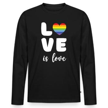 Mois de la fierté - L’amour c’est l’amour - T-shirt manches longues Premium bio Homme - noir - Devant - Nico (187cm)