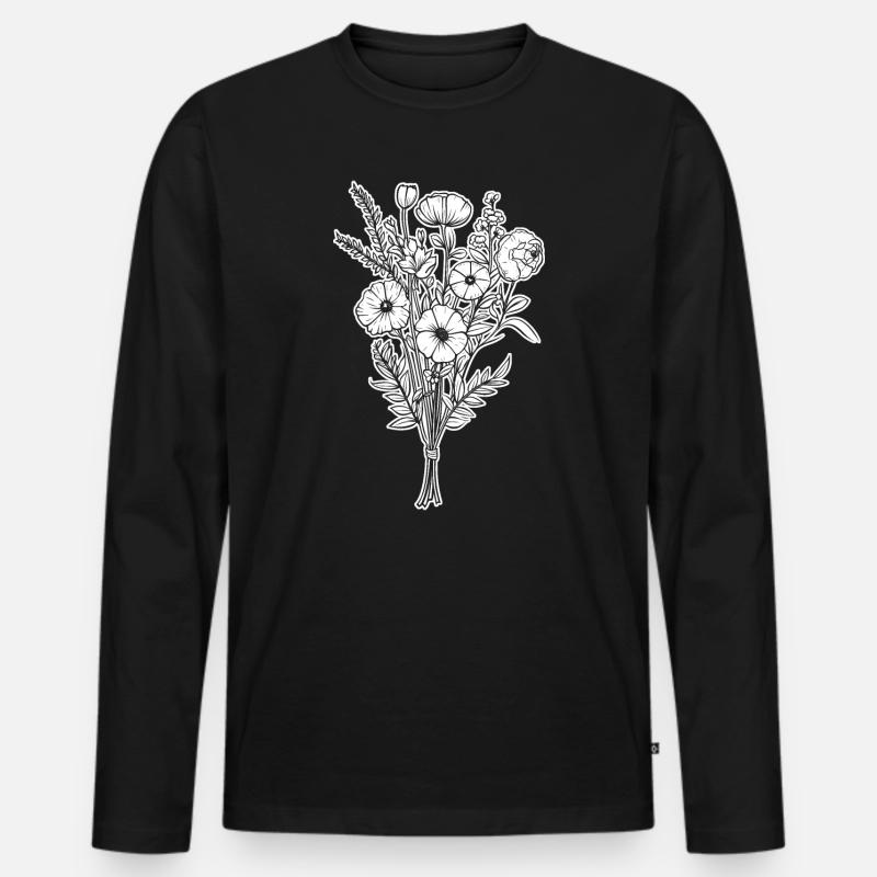Blumenstrauß Blumen Wildblumen Hochzeit Geschenk - Männer Premium Bio Langarmshirt - Schwarz