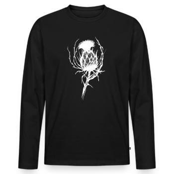 The delicate menace of the thistle blossom - Men's Premium Organic Long Sleeve Shirt - black - Front - Nico (187cm)