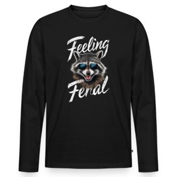 Feeling Feral Racoon  - Men's Premium Organic Long Sleeve Shirt - black - Front - Nico (187cm)