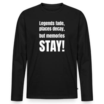Les légendes s’estompent, les lieux se délabrent, mais les souvenirs restent ! - T-shirt manches longues Premium bio Homme - noir - Devant - Nico (187cm)