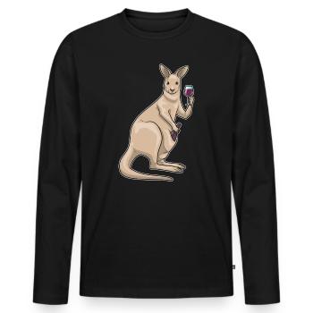 Känguru Rotwein - Männer Premium Bio Langarmshirt - Schwarz - Vorne - Nico (187cm)