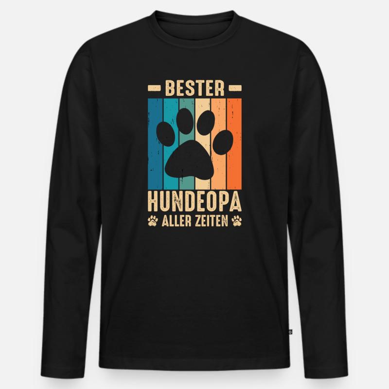 Hundeopa Geschenke Hundeliebhaber Hunde - Männer Premium Bio Langarmshirt - Schwarz