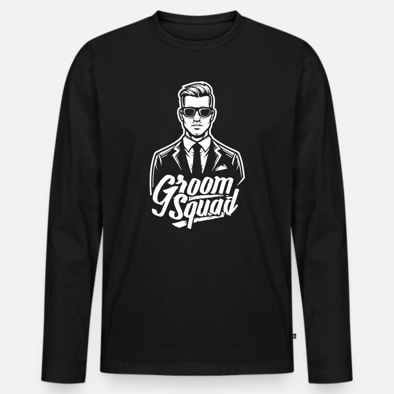 Bräutigam „Groom Squad“-Motiv im Retro-Design - Männer Premium Bio Langarmshirt - Schwarz