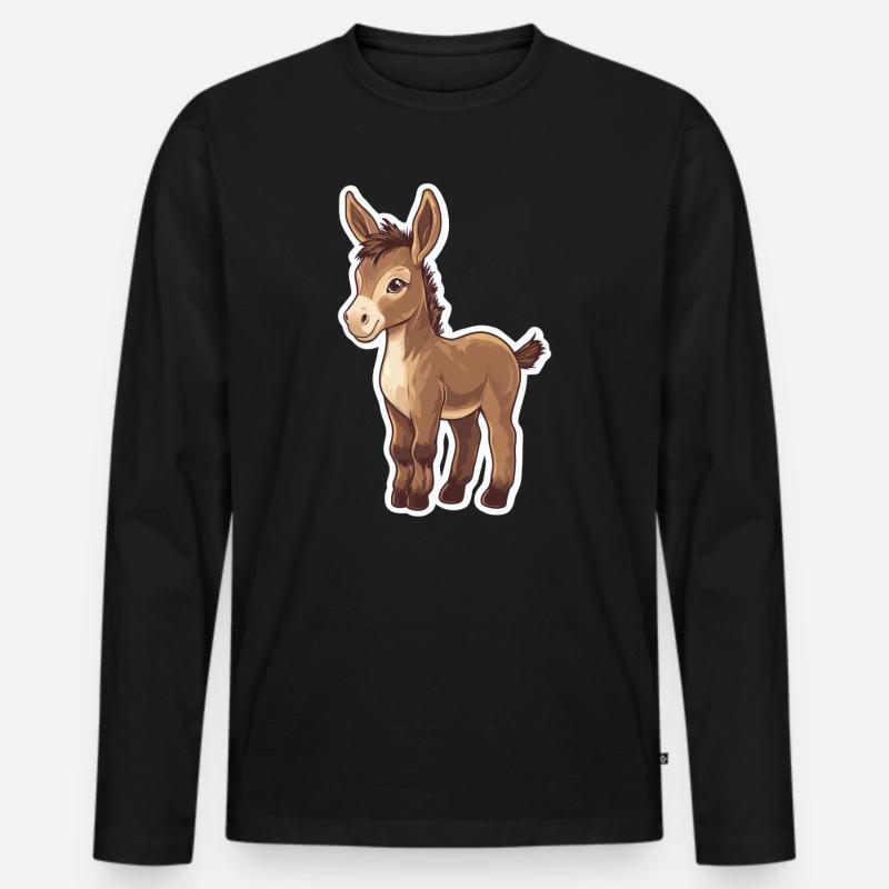 Esel - Männer Premium Bio Langarmshirt - Schwarz