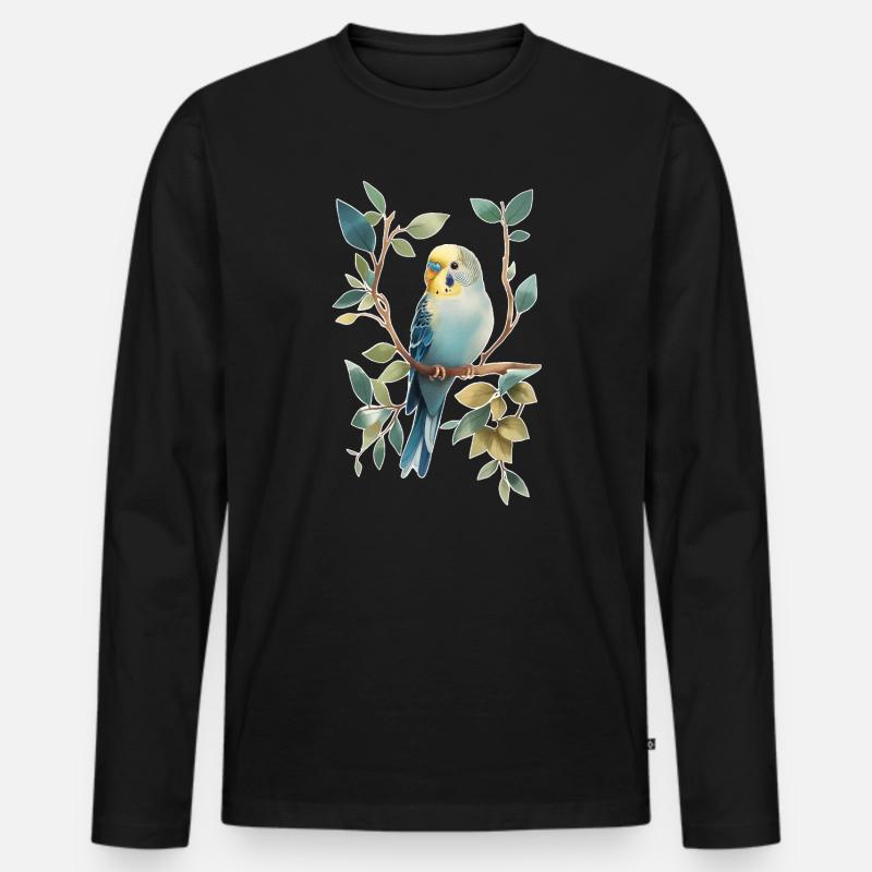 Wellensittich - Männer Premium Bio Langarmshirt - Schwarz