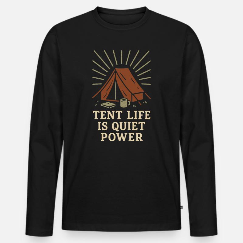 Solo Camping Introvertierter Camper Ruhiges - Männer Premium Bio Langarmshirt - Schwarz