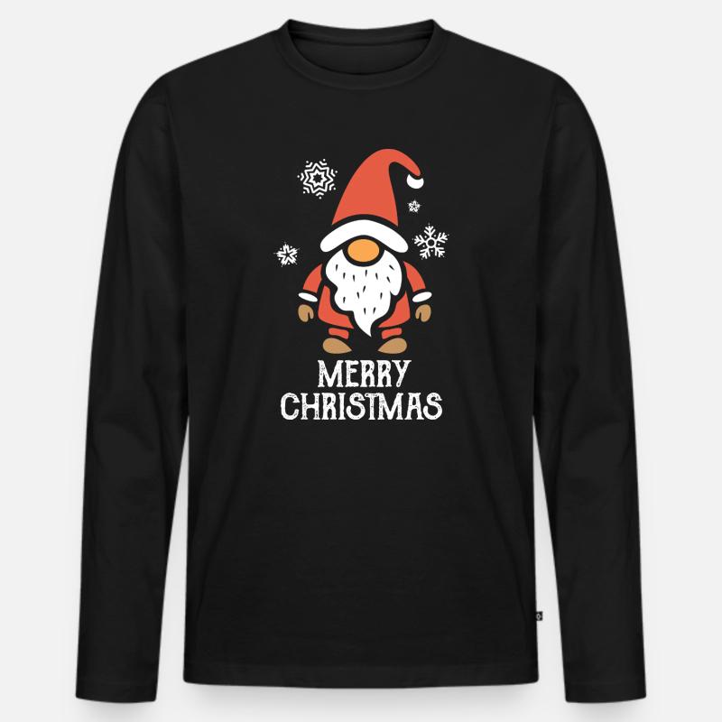 Weihnachtswichtel Merry Christmas Design - Männer Premium Bio Langarmshirt - Schwarz