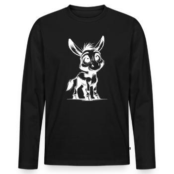 Petit Petit Âne Mignon Dessin au Crayon - T-shirt manches longues Premium bio Homme - noir - Devant - Nico (187cm)