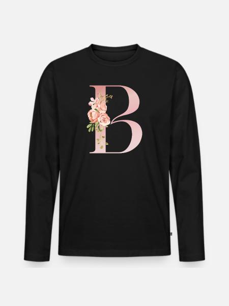 B Florale Pastel - T-shirt manches longues Premium bio Homme - noir