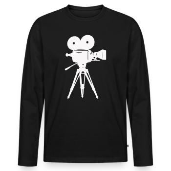 Film Camera Camera - Men's Premium Organic Long Sleeve Shirt - black - Front - Nico (187cm)
