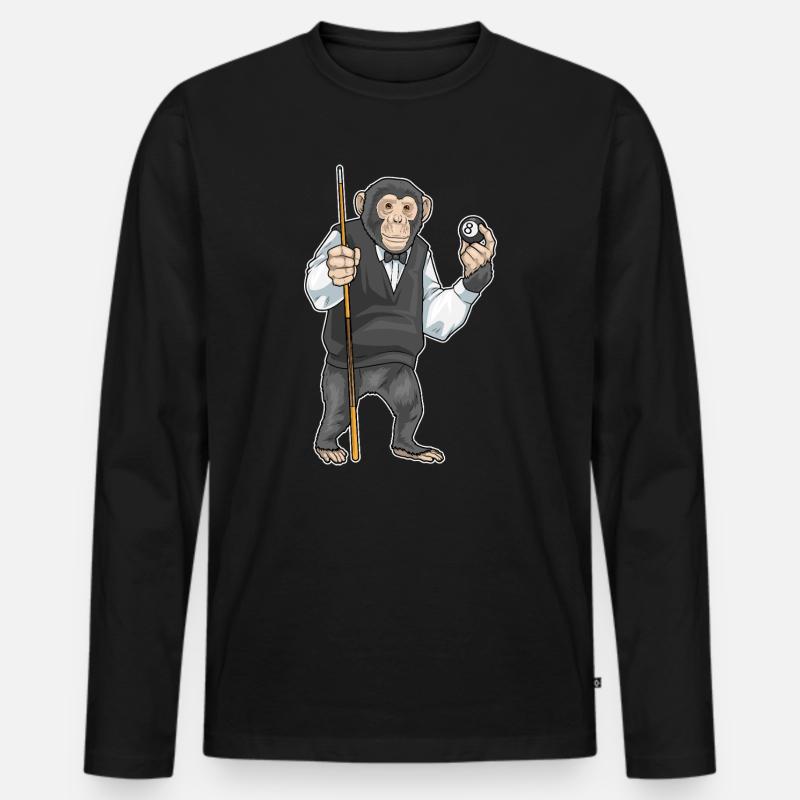 Affe Billiard Queue Sport - Männer Premium Bio Langarmshirt - Schwarz