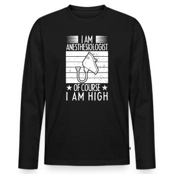 Anesthésiste Bien sûr que je suis un spécialiste de haut niveau - T-shirt manches longues Premium bio Homme - noir - Devant - Nico (187cm)